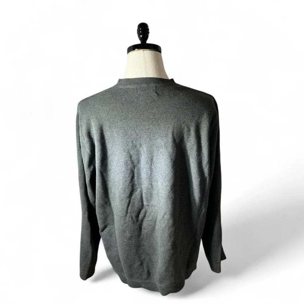 Eddie Bauer Mens Gray Knit Henley Thermal Long Sleeve Crewneck Cotton Sweater XL - Picture 2 of 6